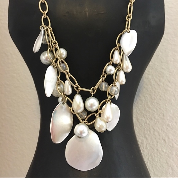 Two Strand Pearl & Pearlized Gold Chain Necklace - Picture 4 of 8